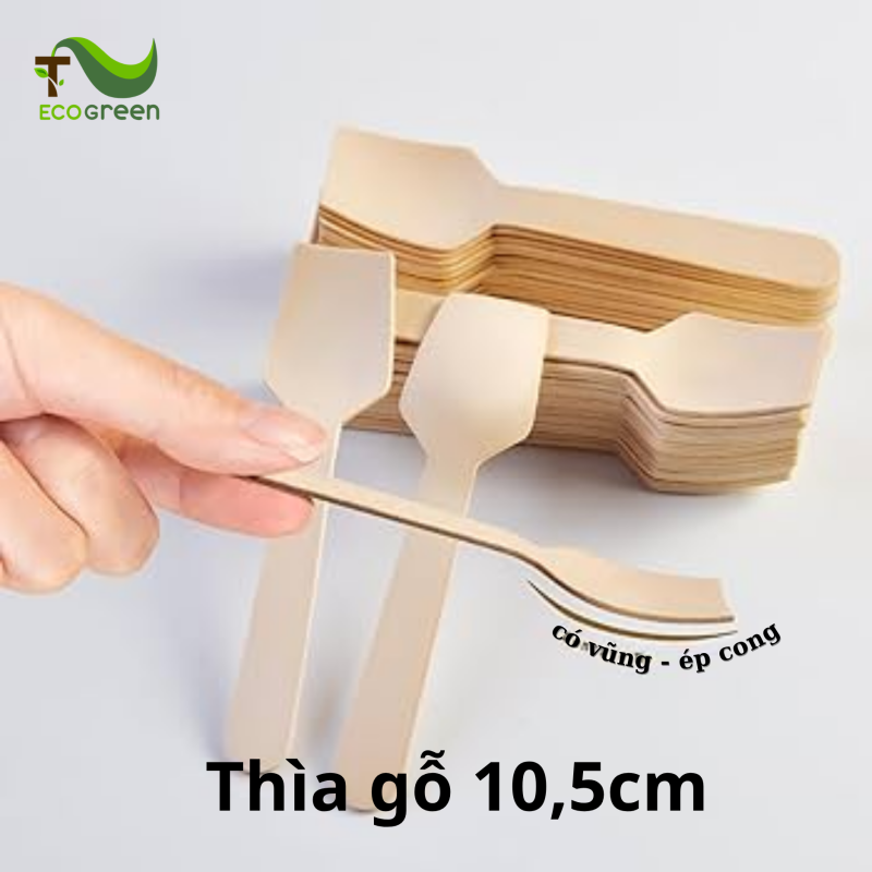Thìa gỗ vuông 10,5cm, có vũng