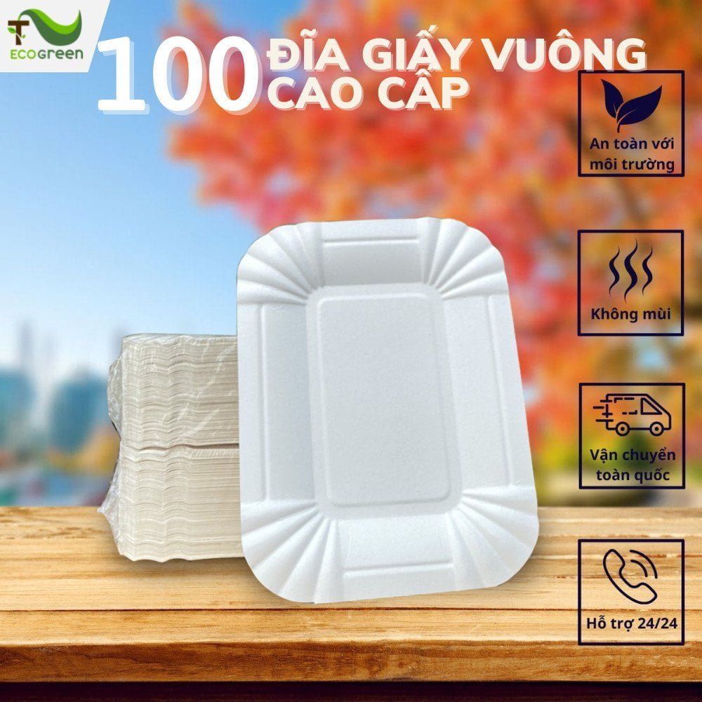 Đĩa, dĩa giấy chữ nhật dùng 1 lần