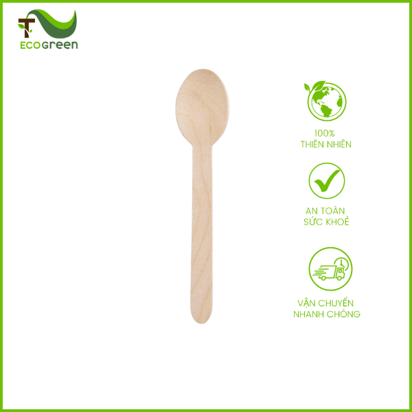 Muỗng gỗ dùng 1 lần - 16cm
