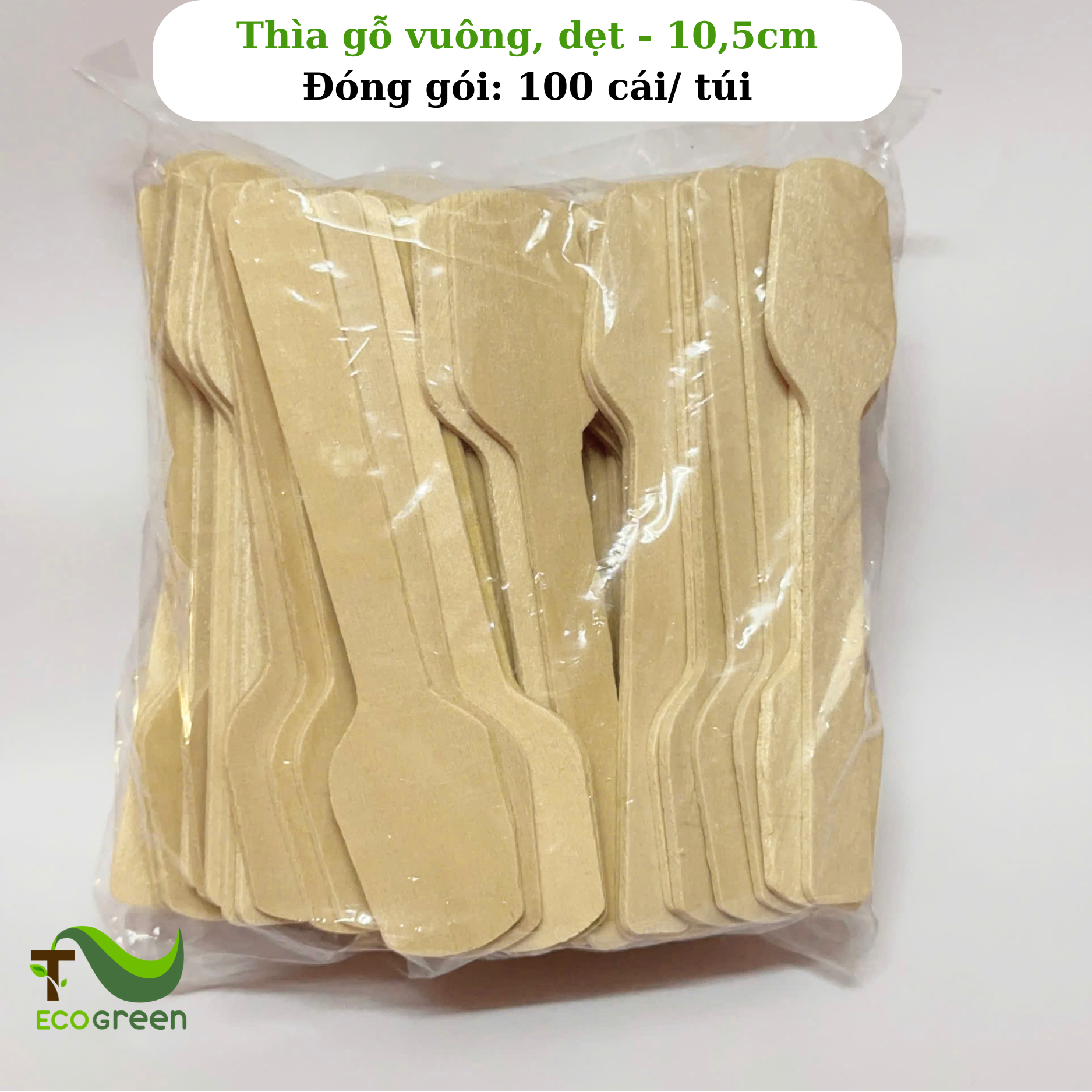 Muỗng gỗ vuông, dẹt dùng 1 lần - 10,5 cm - Ảnh 4