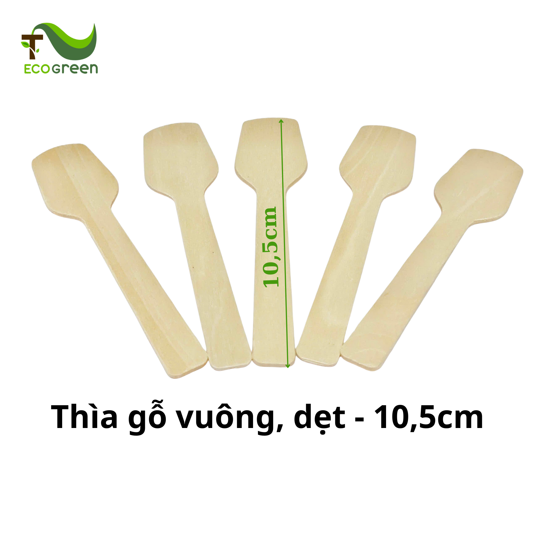 Muỗng gỗ vuông, dẹt dùng 1 lần - 10,5 cm - Ảnh 3