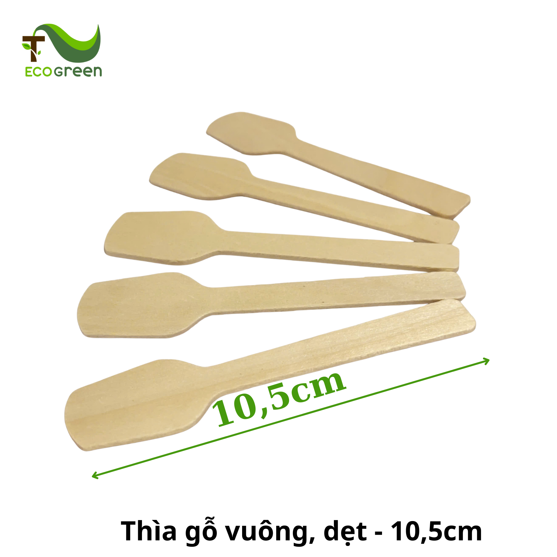 Muỗng gỗ vuông, dẹt dùng 1 lần - 10,5 cm - Ảnh 2