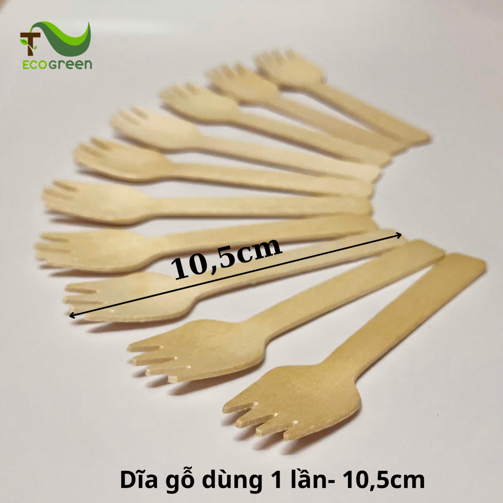 Dĩa gỗ dùng 1 lần - 10,5cm - Ảnh 2