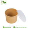 Bát (tô) giấy nâu kraft dùng 1 lần có nắp PP 350ml (12oz)