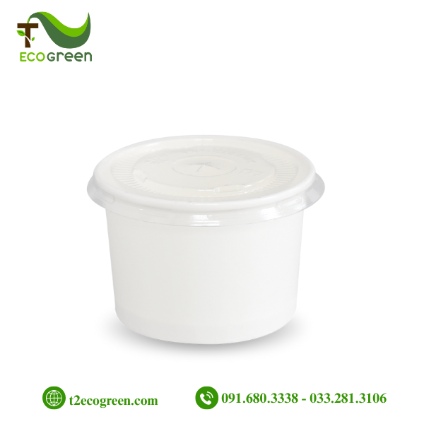 Bát (tô) giấy trắng dùng 1 lần có nắp PP 120ml (4oz)