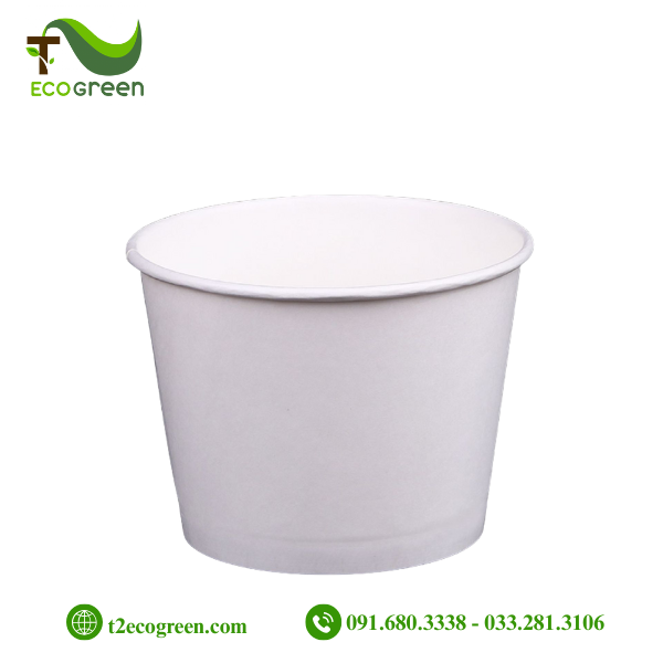 Bát (tô) giấy trắng dùng 1 lần có nắp PP 750ml (26oz)