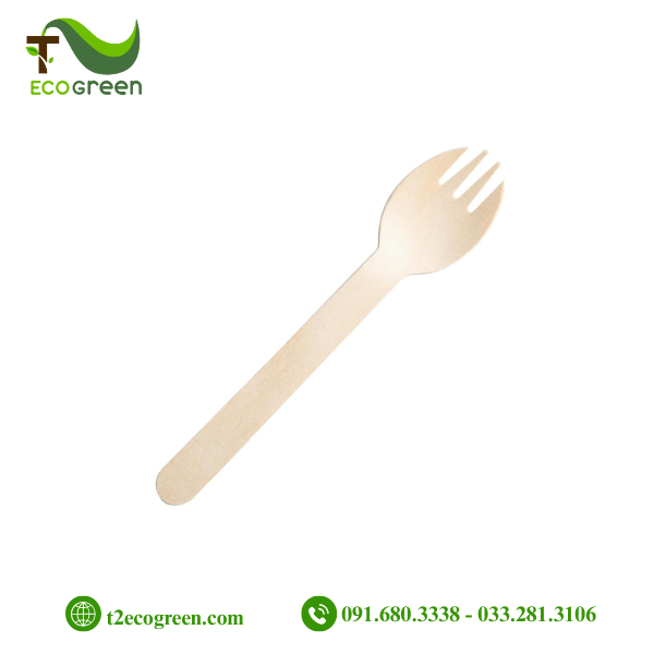 Dĩa (nĩa) gỗ dùng 1 lần - tròn 16cm