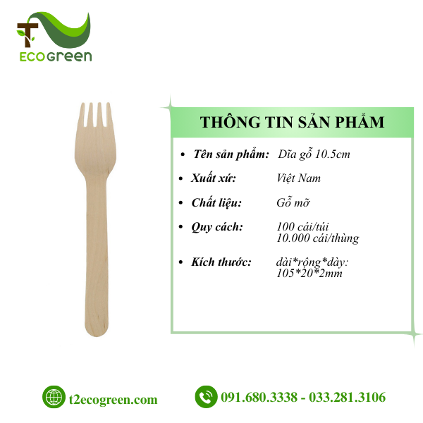 Alternative view of Dĩa (nĩa) gỗ dùng 1 lần - vuông 10.5cm