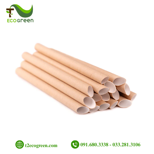 Ống hút giấy dùng 1 lần - nâu kraft phi 8