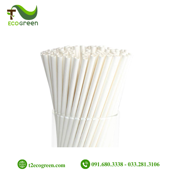 Ống hút giấy dùng 1 lần - trắng phi 8