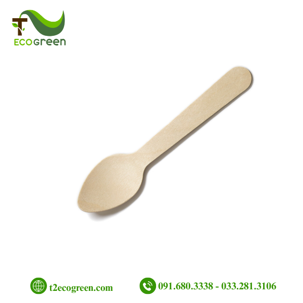 Thìa (muỗng) gỗ dùng 1 lần - lá 11cm