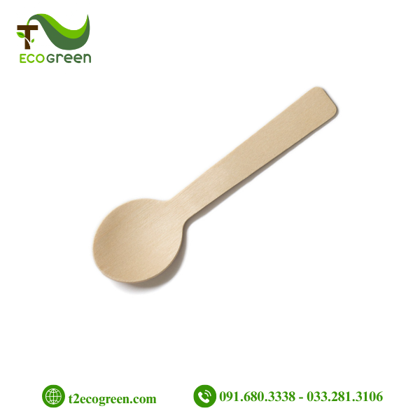 Thìa (muỗng) gỗ dùng 1 lần - tròn 10.5cm