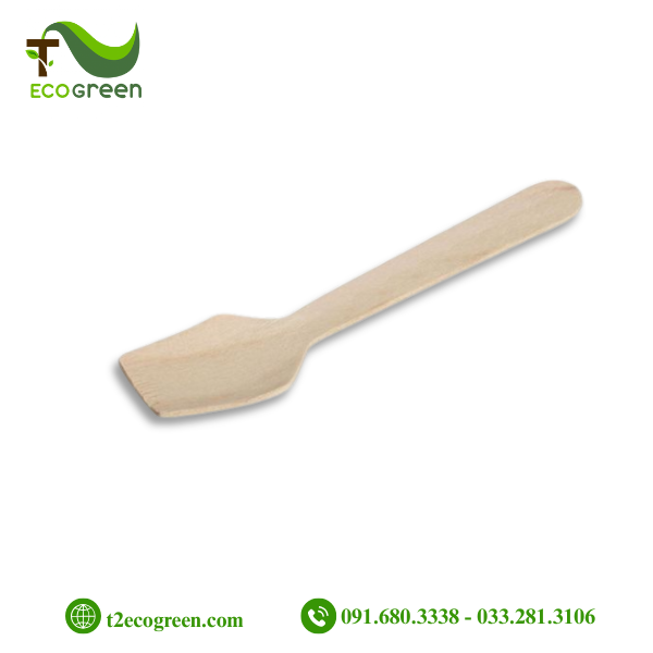 Thìa (muỗng) gỗ dùng 1 lần - vuông 10.5cm
