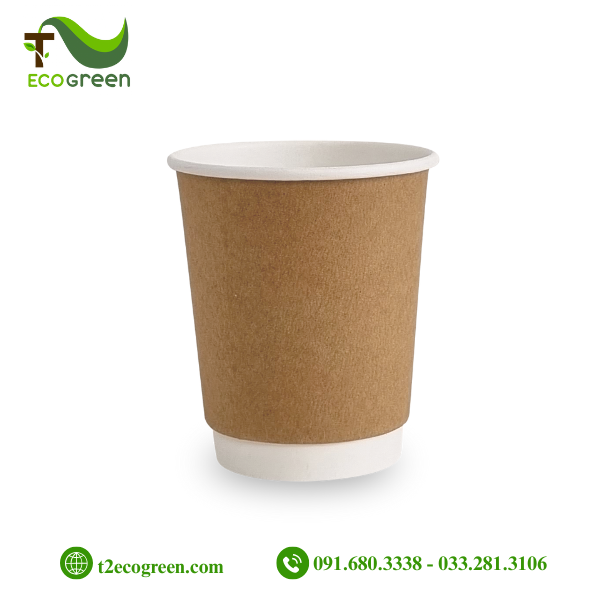 Cốc (ly) giấy 2 lớp kraft dùng 1 lần 270ml (9oz)
