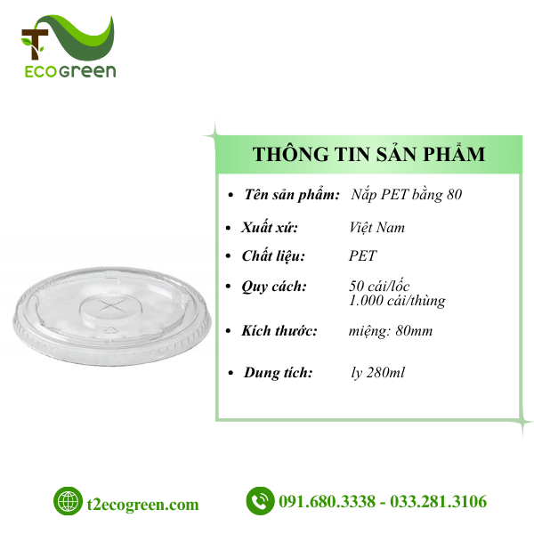 Alternative view of Nắp PET bằng 80 dùng cho ly 9oz
