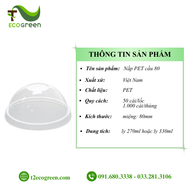 Alternative view of Nắp PET cầu 80 dùng cho ly 9oz