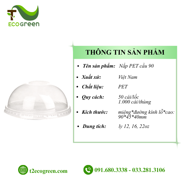 Alternative view of Nắp PET cầu 90 (dùng cho ly 12, 16, 22oz)