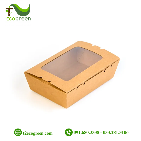 Hộp chữ nhật dáng W nắp gài có cửa sổ 1200ml