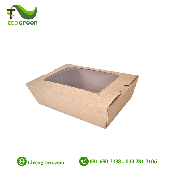 Hộp chữ nhật dáng W nắp gài có cửa sổ 700ml