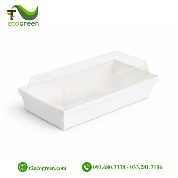 Hộp chữ nhật trắng có nắp đựng bánh E1985