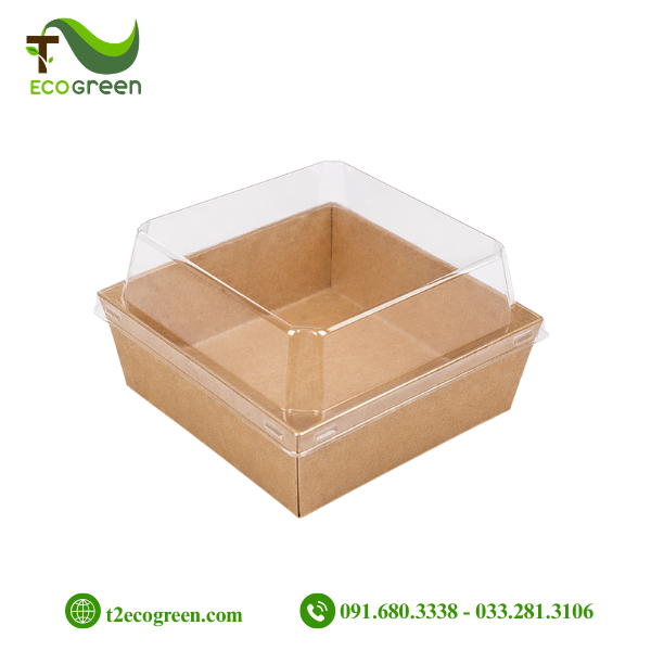 Hộp vuông nâu có nắp đựng bánh E1413