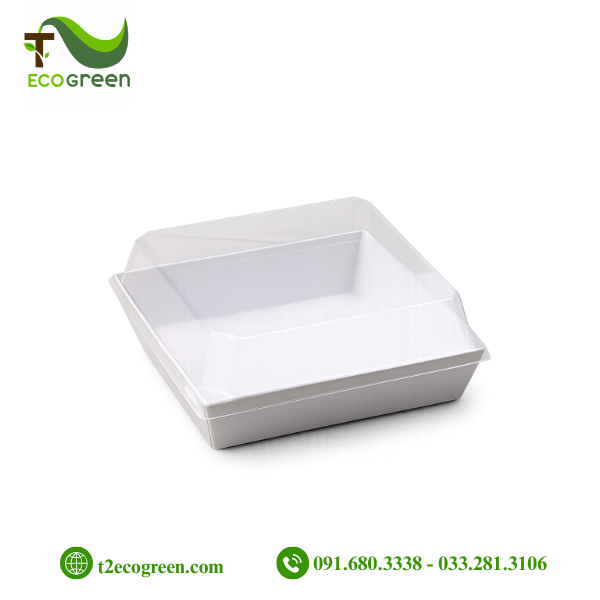 Hộp vuông trắng có nắp đựng bánh E1413