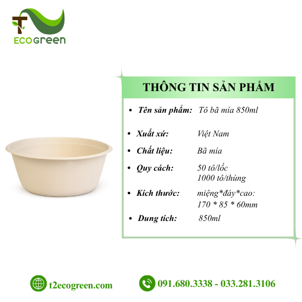 Alternative view of Tô bã mía 850ml