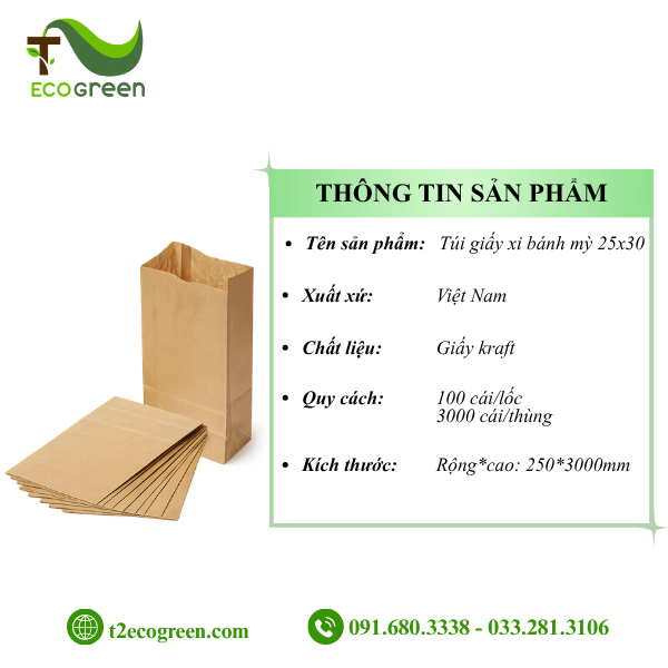 Alternative view of Túi giấy xi bánh mỳ 25x30